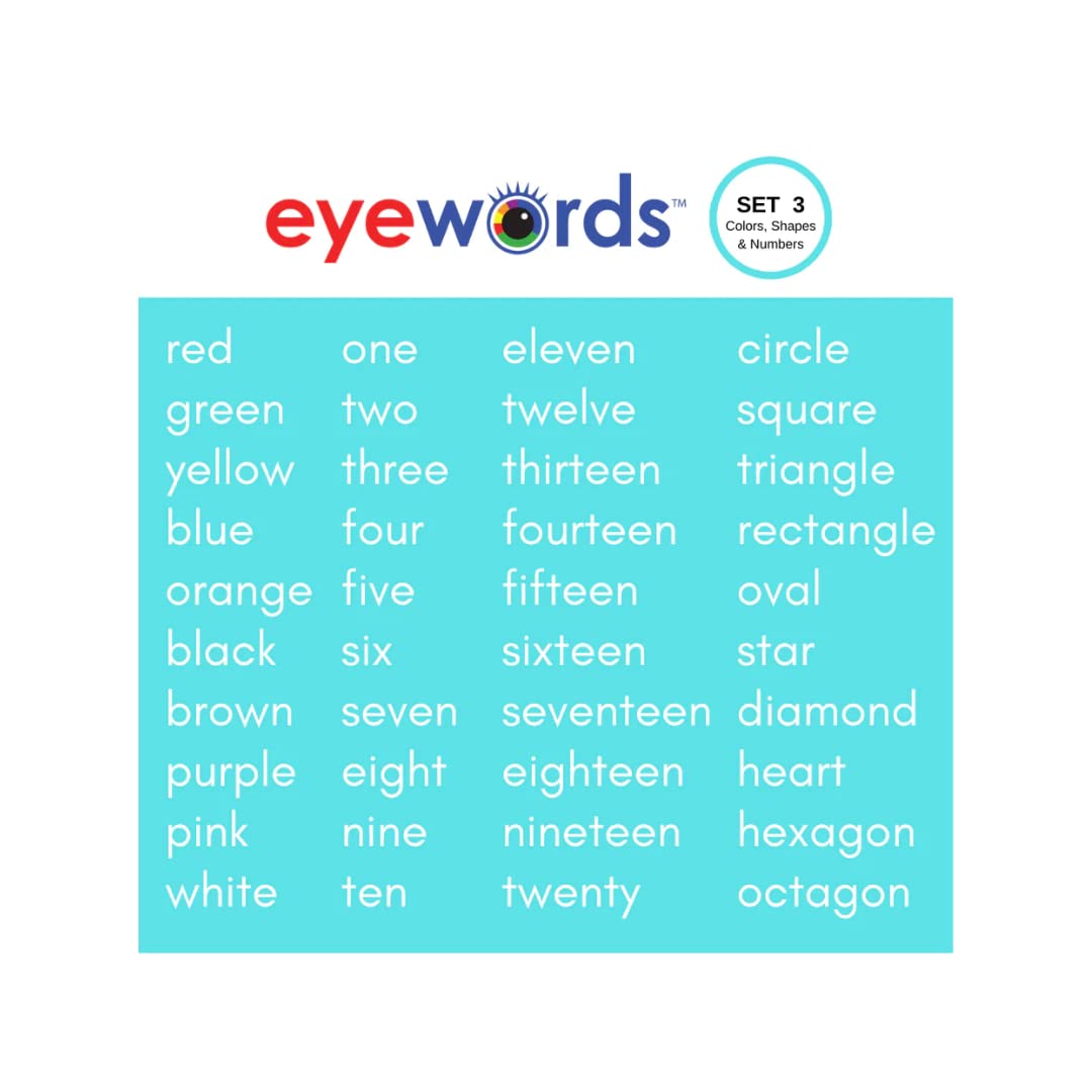 Eyewords Multisensory Colors, Shapes & Numbers Teaching Cards Set 3