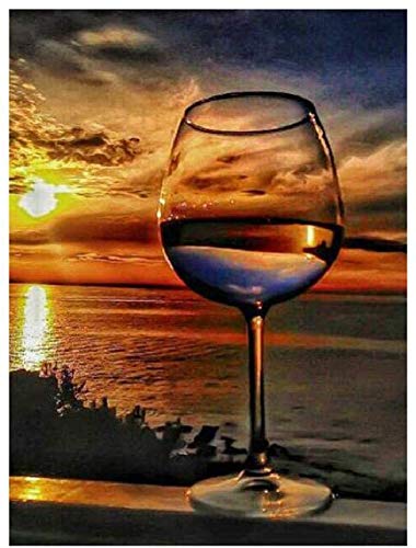 najiaxiaowu Adult Puzzles 500 Pieces DIY Sunset Sea Wine Glass Wooden Puzzles Teens and Elderly Puzzles Modern Home Decor Wall Art Unique Gift 52 cm x