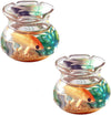 2Pcs Miniature Fish Tank Toy Mini Round Fish Bowls Resin Goldfish Grass for Dollhouse Desktop Craft Project Decor,Mini Fish Bowl,Dollhouse