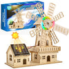 STEM Solar-Powered 3D Wooden Puzzle Kit - DIY Dutch Windmill House Building Toy | Educational Science Craft for Kids 8-15 & Adults | Hands-On Creative