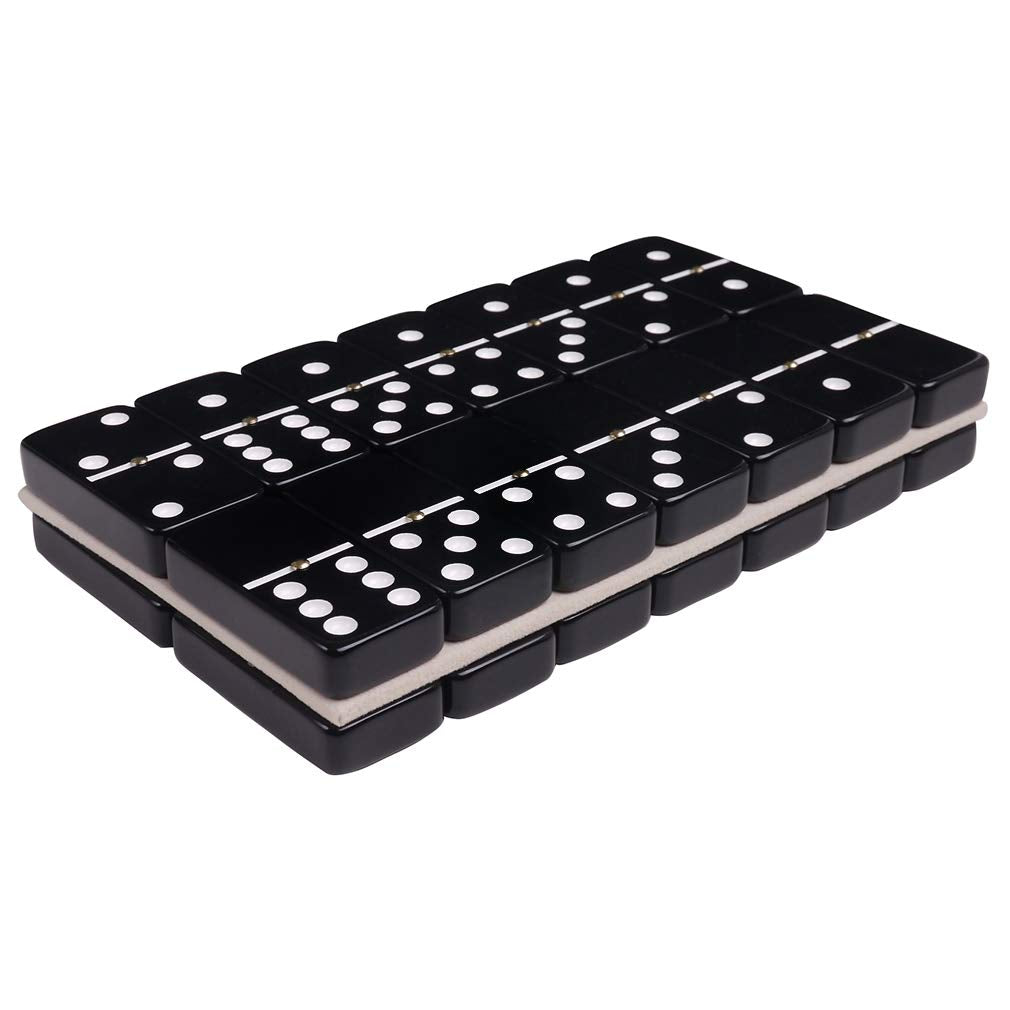 Silverman & Co. Double 6 Large Black Domino Set - Blue Case