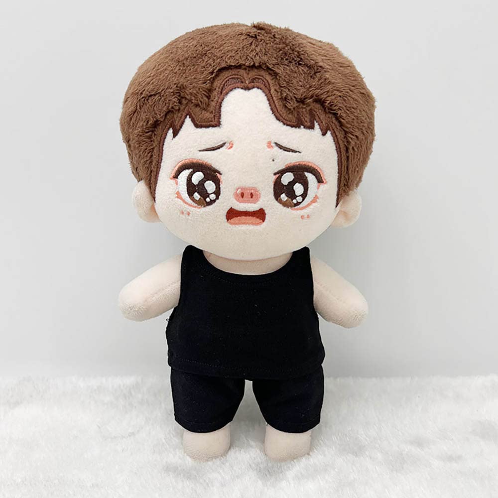 niannyyhouse 20cm Plush Doll Clothes Solid Color Vest Sleeveless T-Shirt Doll Dress Up (Beige+Pink, 20cm)