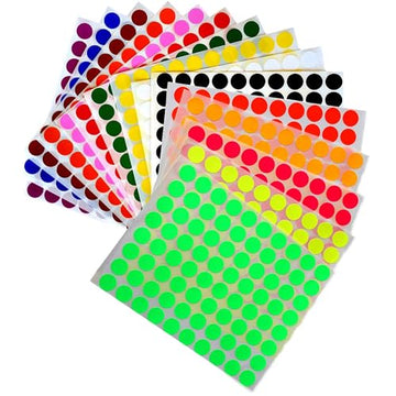 Royal Green Kids Colored Round dots ½ inch (0.5) Art Crafts and Games Stickers -1280 Pack 15 Colors 16 Sheets