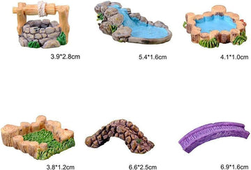 2Pcs Blue DIY Miniature Water Pool Fairy Garden Decor Ornament for Mountain Dollhouse Decor Craft Outdoor Statues Antique European Village Character