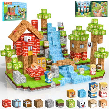 Crifeton Magnetic Blocks 100 PCS Magnetic Building Blocks, 3+ STEM Montessori Sensory Toys, Magnetic Cube for for 3 4 5 6 7 8 9 10 11 12 8-12 Years