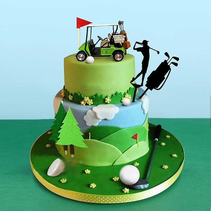 2026 New Golf Cake Decorations Heading for The Green Cake Topper Birthday Decorations for Golfers with Cart Flag Golf Ball for Men Sport Golf Theme