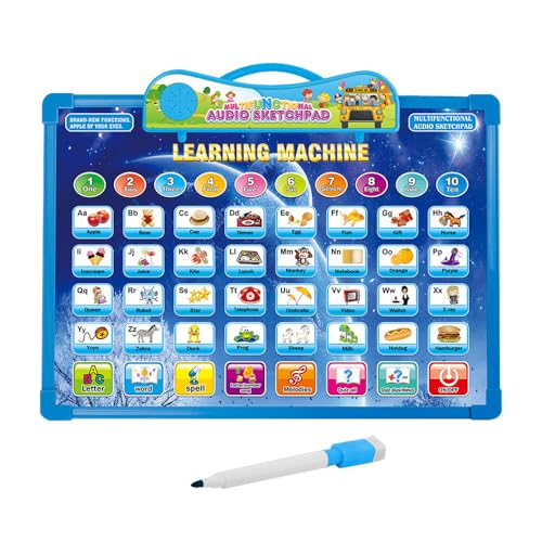 2-in-1 Learning Machine to Teach Children Words, Numbers, Letters, Math, Object Sounds, with Quizzes and Songs + White Board Drawing with Marker