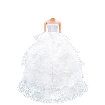 E-TING Handmade Wedding Evening Party Dress Clothes Gown Veil for Dolls (White)