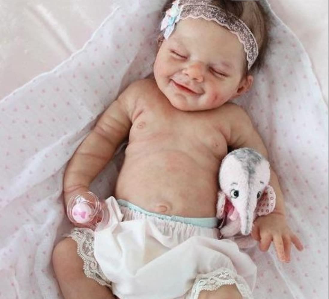 Zlgkjk Reborn Baby Dolls Girl, 18" Realistic Newborn Dolls with Soft Vinyl Silicone Full Body, Lifelike Sleeping Baby Dolls for Girls, Real Life Baby
