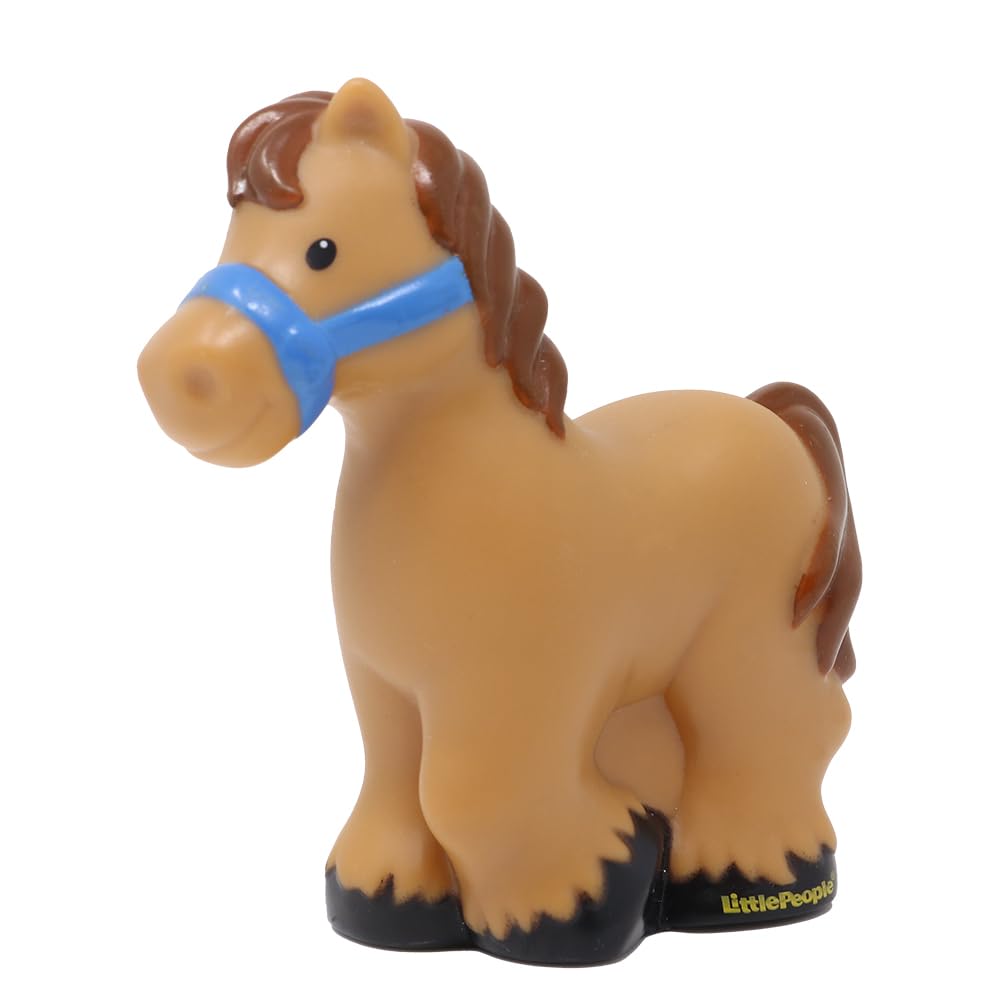 Fisher-Price Replacement Part for Collectible Little People Barnyard Farm Dollhouse Playset CBG45 - Replacement Brown Horse with Brown Mane and Tail