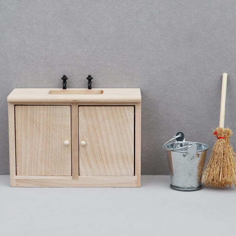 AirAds Dollhouse 1:12 Scale Dollhouse Miniature Furniture Sink Storage Dolls Chest Unfinished wooded Furniture Dollhouse Furniture Dolls Accessories
