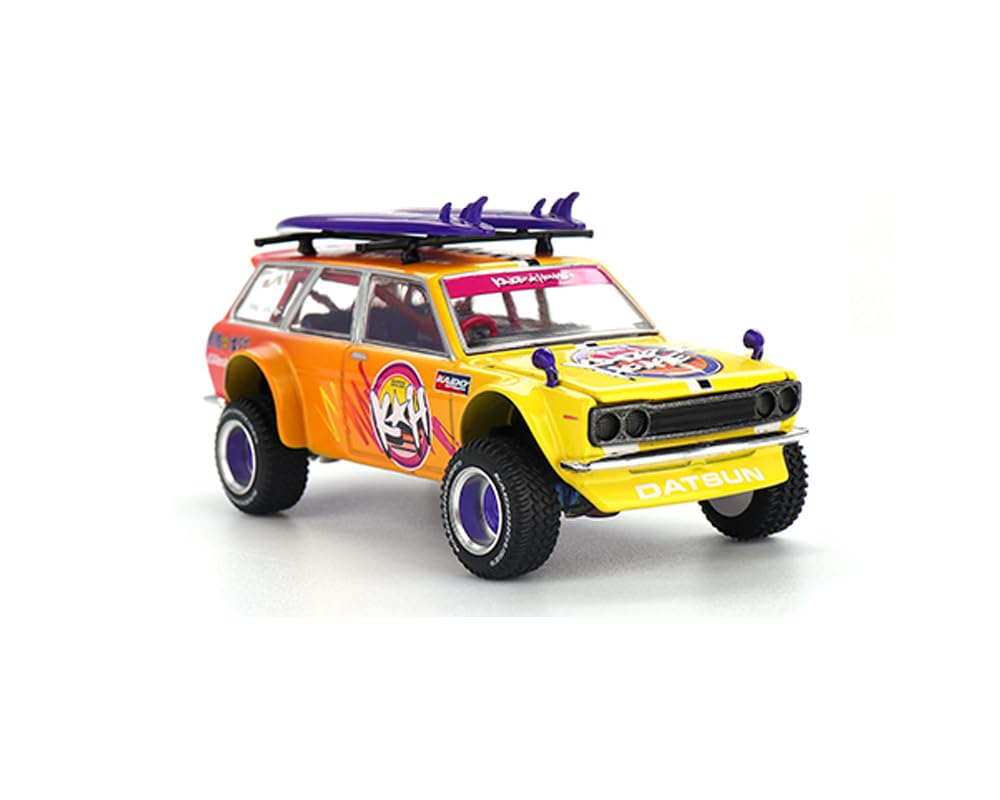 MINI GT Kaido 510 Wagon 4x4 RHD (Right Hand Drive) Kaido Islands V1 Yellow to Red Gradient with Surfboards (Designed by Jun Imai) Kaido House Special