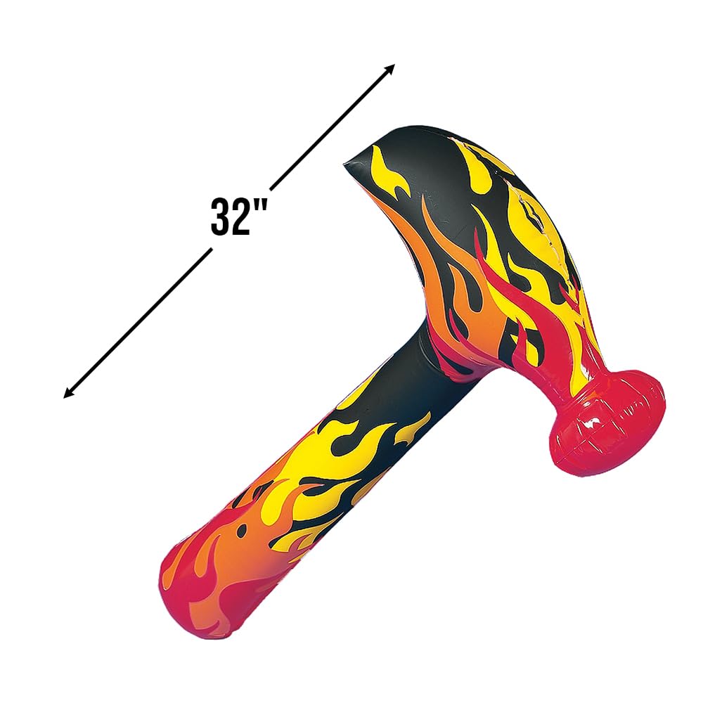 Fun Express Inflatable Flaming Hammers, 32", 12 Pieces, Great for Pool Parties and Birthdays Decorations