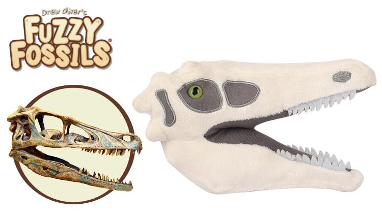 GIANT MICROBES Fuzzy Fossils Velociraptor Plush, Dinosaur Stuffed Animal, Stuffed Dinosaur Plush, Velociraptor Toy, Dinosaur Toy, Dinosaur Skull