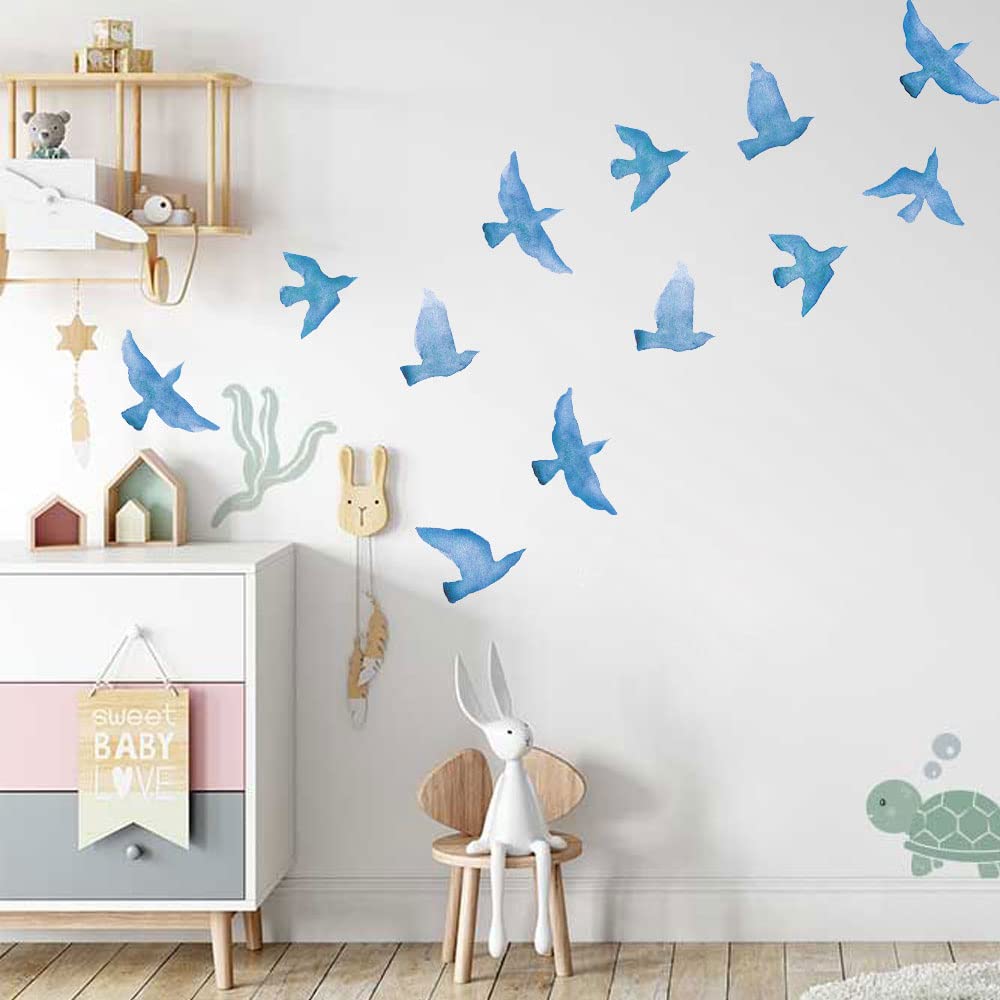 Blue Seagull Anti Bird Collision Glass Stickers Set