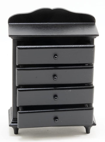 Dollhouse Miniature Black Chest with Four Drawers
