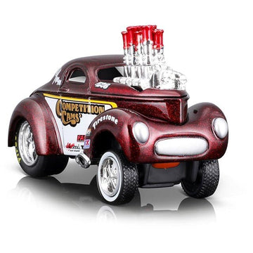 1941 Coupe Competition Cams Red Metallic and White 1/64 Diecast Model Car by Muscle 15549rd