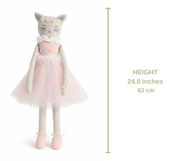Inspired by Jewel Poppy the Cat - Handmade 24.8-Inch Plush Doll with Ballerina Tutu Outfit - Pretty Stuffed Toy Surprise Gift for a Little Princess