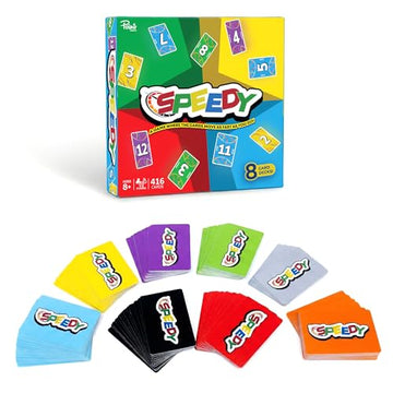 Point Games Speedy Card Game - Fast-Paced Family Party Game for Kids and Adults - 8-Player Speed & Strategy Deck - Includes 416 Cards & 8 Decks - Ages