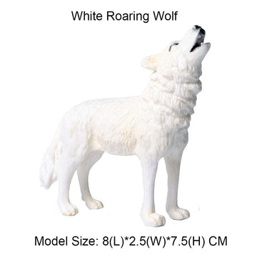 FLORMOON Animal Figures Realistic Roaring Wolf Plastic Early Educational Toys Cupcake Topper Party Gift for Kids 3+ Year Old(White)