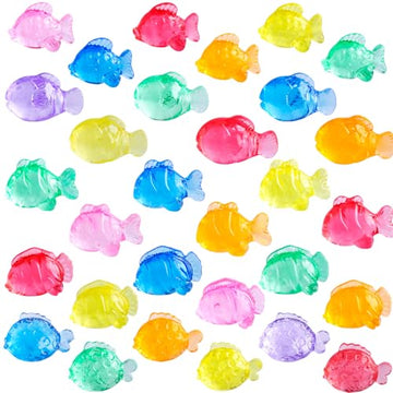 Niceup 130pcs Plastic Little Tropical Fish Ocean Party Favors Sensory Bin Filller Bulk Fake Fishes Miniature Toys Under Sea Mermaid Pool Diving Gems