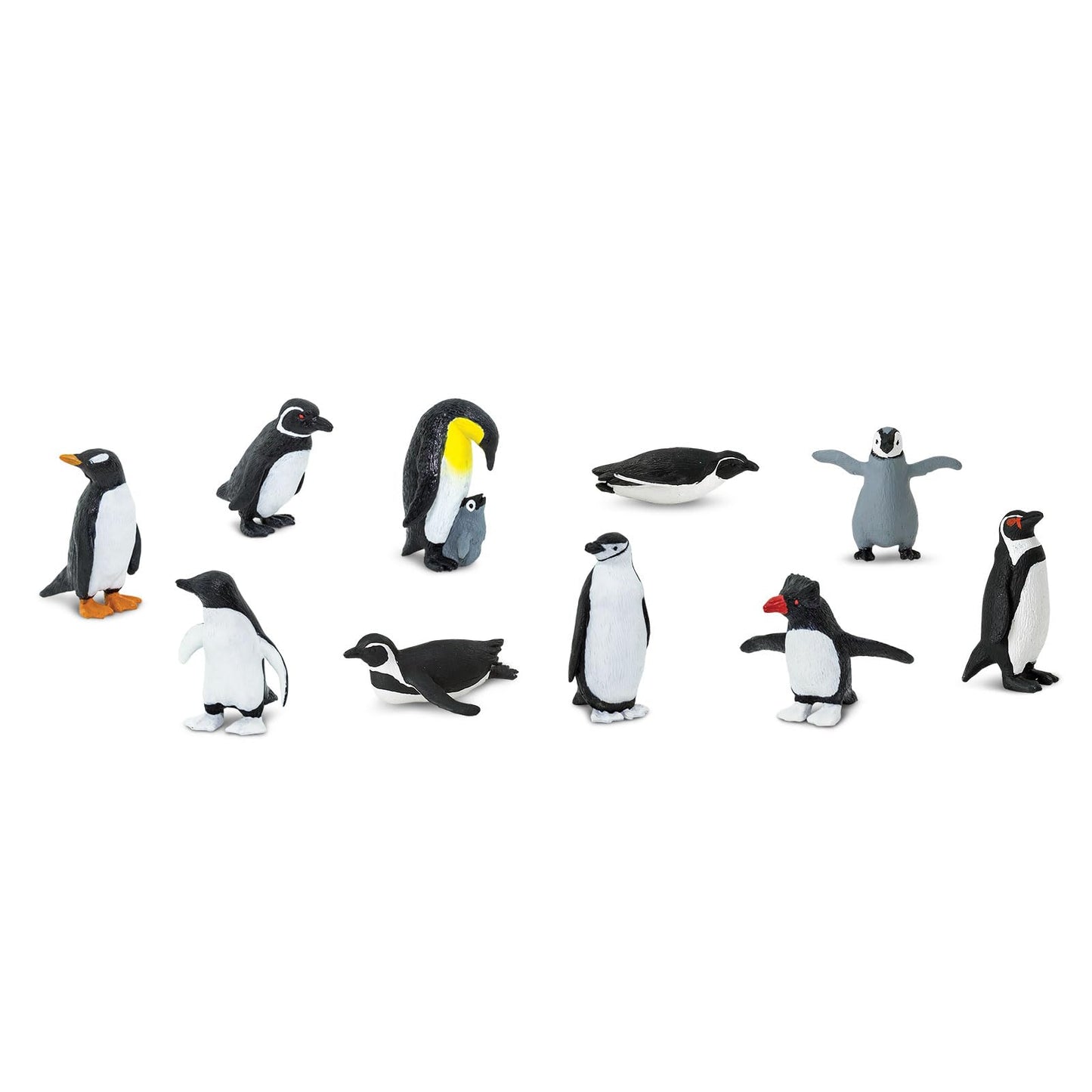 Safari Ltd. Penguins TOOB - Figurines of Gentoo, Humboldt, Chinstrap, Rockhopper, Galapagos, Adelie, Emperor Family, Penguin Chick - Educational Toy