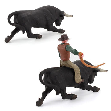 BLAPNK Realistic Cowboy Black Bull Figure Toy, Simulated Spanish Bullfighter Cattle Figurines Collection Playset Preschool Science Educational Learn