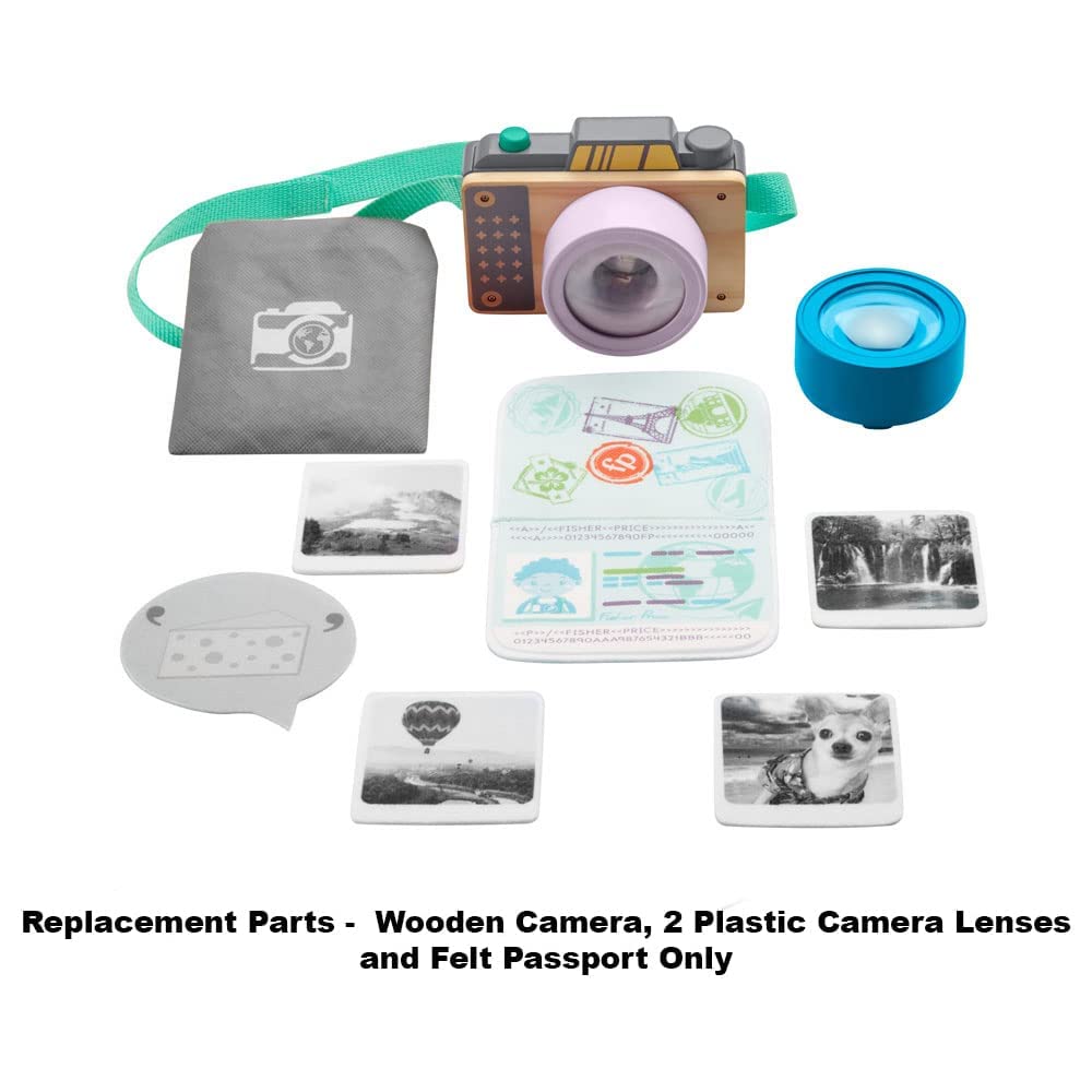 Replacement Parts for Fisher-Price Click-Away Camera Playset - GMN40 ~ Replacement Bag Includes Wooden Camera, 2 Plastic Camera Lenses and Felt