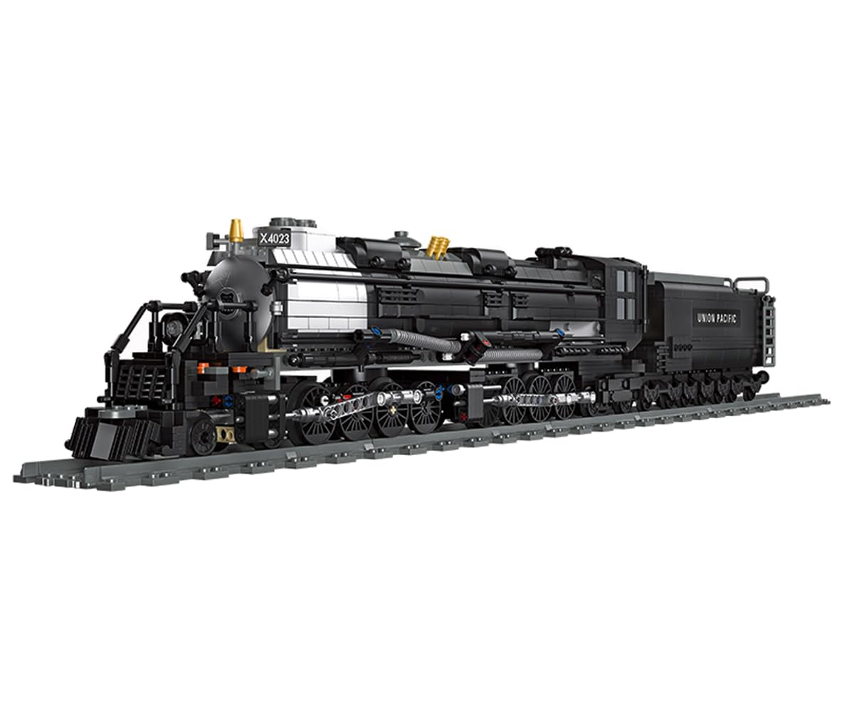 Fucellveca Big Boy Steam Train Model Kit, BIGBOY Locomotive Train Building Blocks Set with Train Tracks Display Set for Teenagers and Adults (1608