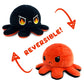 TeeTurtle Reversible Octopus Plushie - 4-Inch Angry Red + Rage Black Two-Sided Flip Plush Toy with Embroidered Details - Cute Mini Collectible Plush