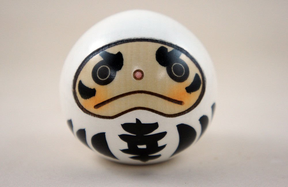 SELPONT uro Made in Japan Sosaku Kokeshi Doll Happy Daruma White Color…