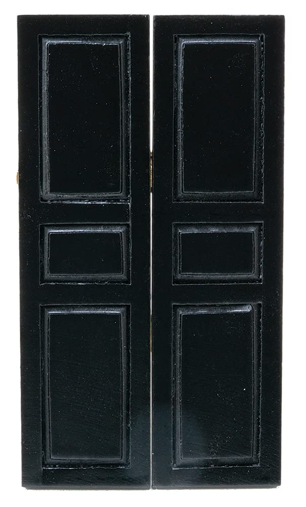 Classics by Handley Dollhouse Miniature 3-Panel Black Shutters, 2 Pack