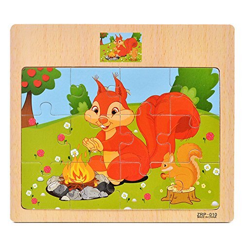 CCLIFE Wooden Jigsaw Puzzles Set for Kids 2-5 Years 12 Piece Colorful Wooden Educational Animal Puzzles (4 Puzzles)