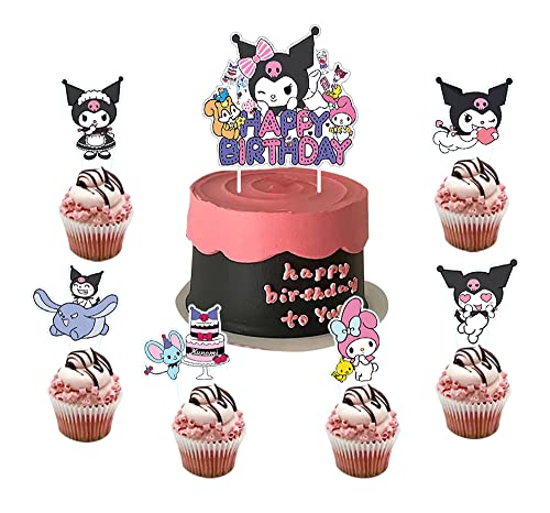 25PCS kuromi and melody Cake Toppers Cupcake Toppers Cake Decorations,kuromi and melody Birthday Party Supplies Decorations (25pcs)