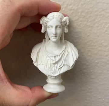Miniature Classical Bust Sculpture, White Decorative Statue, 3 inch, Greek Style