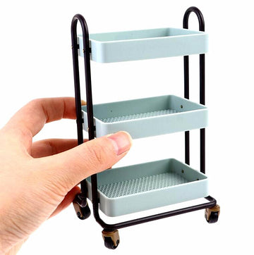 EatingBiting 1:6 sacle Miniature Furniture Cart Miniature Handcart Rolling Cart 3 Layers Storage with Wheels Furniture Mini House Kitchen Restaurant