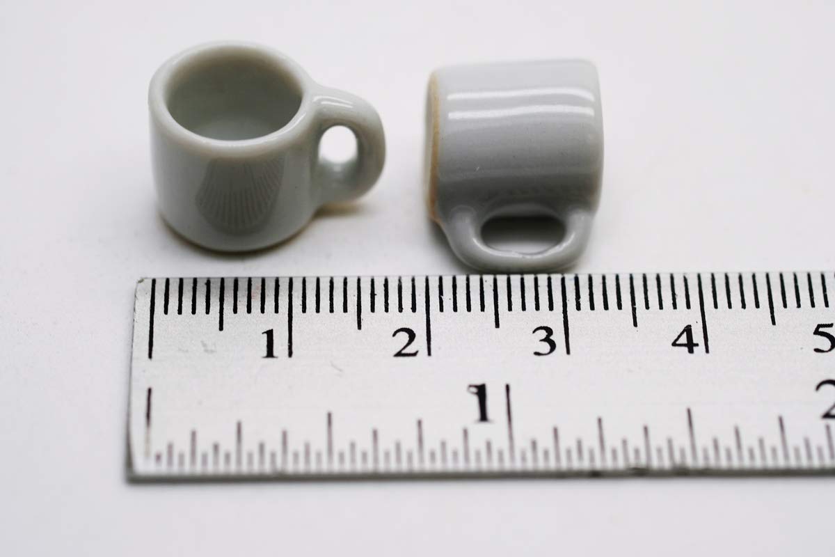 10 White Gray Coffee Mug Tea Cup Appro Size 1.2 Cm Decorative Accents - Small Display Pieces for Home Décor & Craft Styling