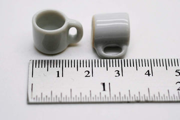 10 White Gray Coffee Mug Tea Cup Appro Size 1.2 Cm Decorative Accents - Small Display Pieces for Home Décor & Craft Styling