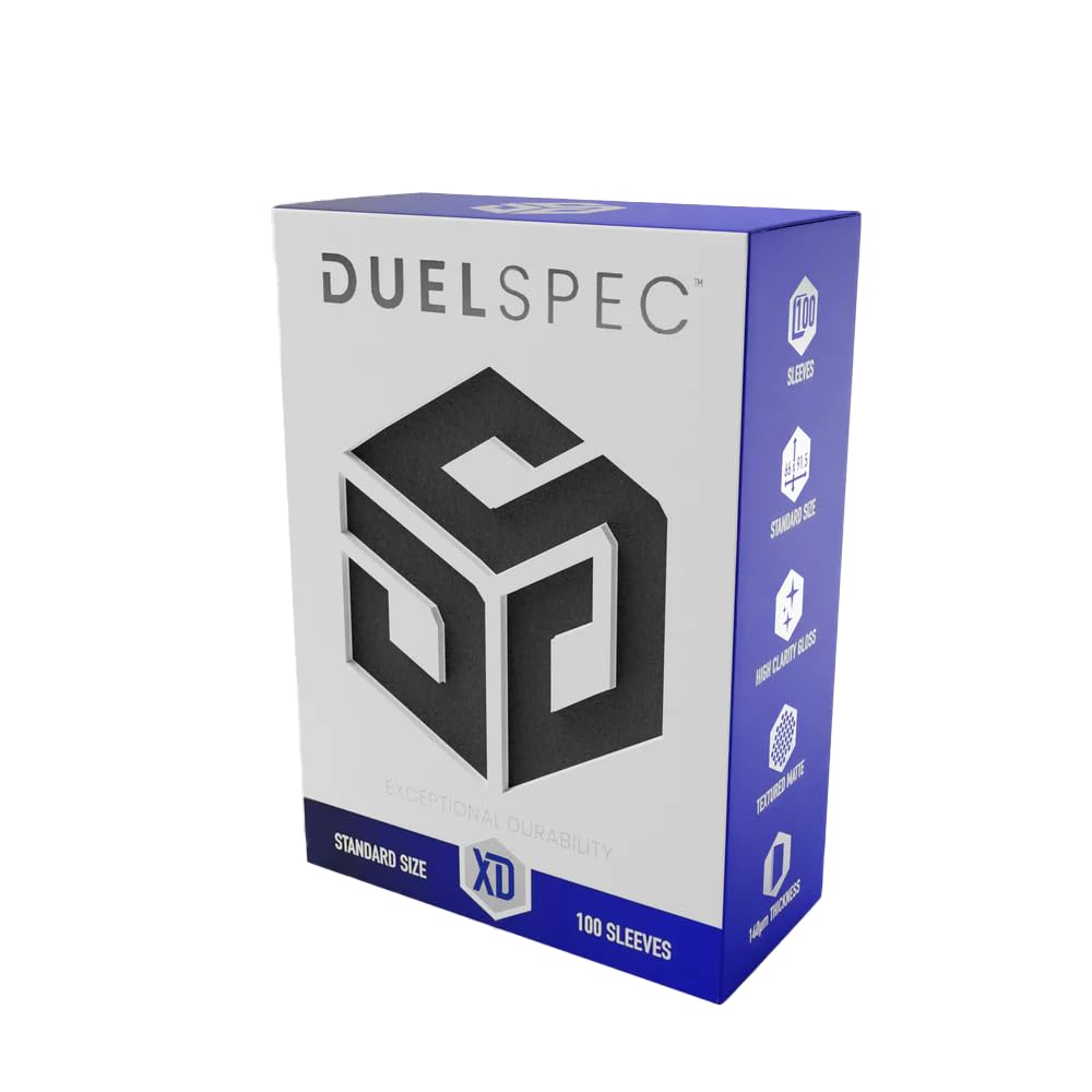 DuelSpec XD - Black - Premium TCG Card Sleeves 100 Pack Standard Size 66x91mm Matte Deck Protectors, Clear Front & Opaque Back, Tournament Grade