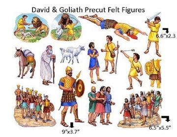 David & Goliath Bible Felt Figures for Flannel Board Stories Plus Lesson Guide and Activity Page Regular 6" Sized Figures Old Testament Made in USA