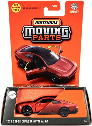 Matchbox Moving Parts 2024 Dodge Charger Daytona R/T [Red] New for 2025! 1:64 Scale Diecast Vehicle