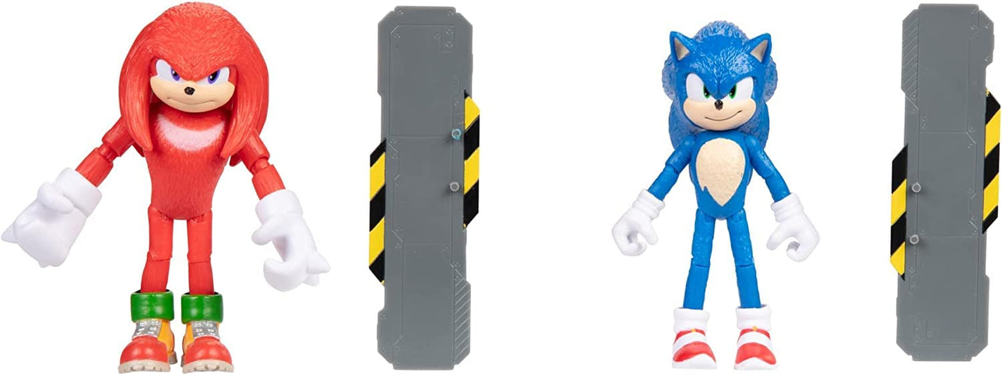 Sonic 2 Movie 4" Action Figure 2 Pack - Sonic & Knuckles, Red