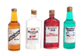 Dollhouse Miniature Four Vintage Pints of Liquor
