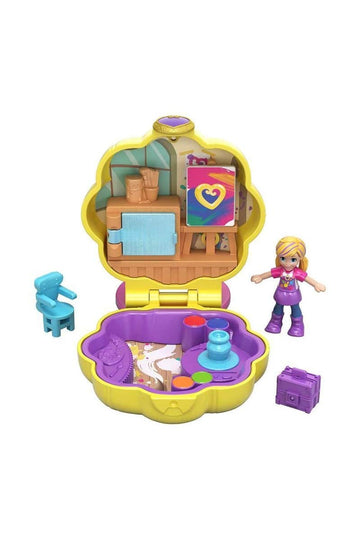 Polly Pocket Tiny Pocket Places Awesome Art Studio Compact with Art-Themed Location, Micro Polly Doll, Surprise Reveals, Supply Closet, Pottery Wheel