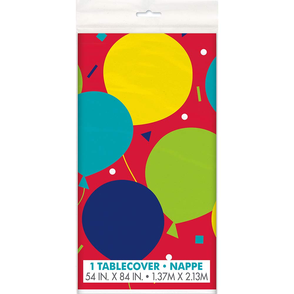 Colorful Balloon Party Plastic Table Cover - 54" x 84" (1 Pc) - Durable Rectangular Tablecloth, Perfect for Birthday Celebrations