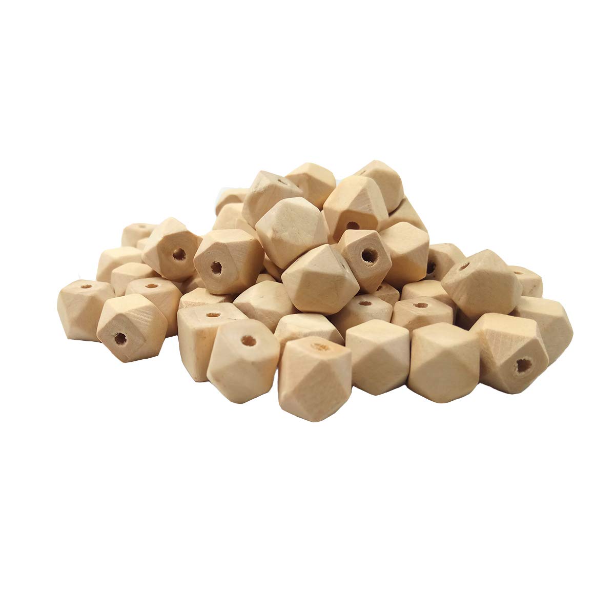 Alenybeby Organic Wooden Geometric Hexagon Beads Accessory 20mm Ecofriendly Wood Faceted Beads DIY Craft Jewelry (20mm-50pcs)