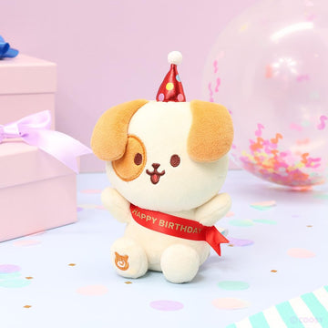 Anirollz Happy Birthday Puppiroll Plush - Soft & Cuddly Stuffed Dog, Cute Collectible Gift for Plush Lovers, 6” Small & Huggable