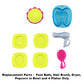 Mattel Replacement Barbie Size Foot Bath, Hair Brush and Dryer, Popcorn in Bowl and 4 Plates for Barbie Malibu Dollhouse Playset - FXG57, Yellow,