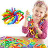 RAINBOW TOYFROG Baby Links Rings - 35 Geometric Linking Chains for Infants & Toddlers - Safe Teething and Sensory Development Toys - Car Seat