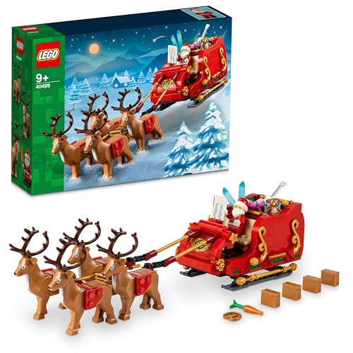 LEGO Santa's Sleigh - Building Toys for Kids, Boys & Girls, Ages 9+ - Indoor Christmas Decorations for Home W/Santa Claus Figurine & Reindeer - Gifts